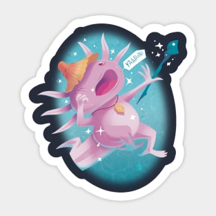 Sleepy Axolotl Wizard Sticker